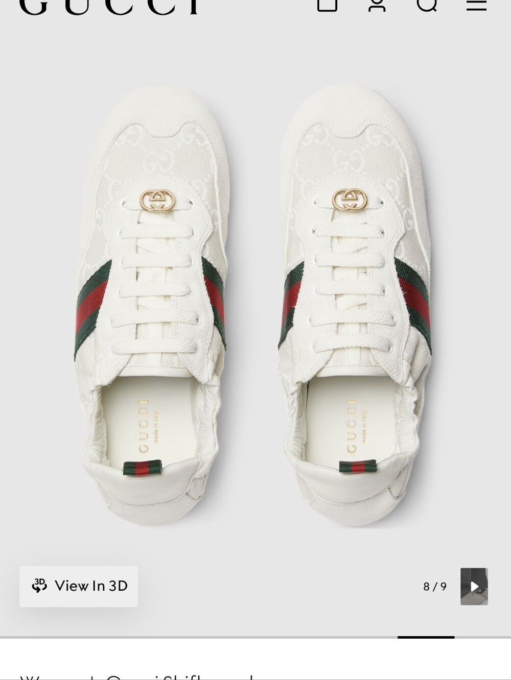 Gucci Women's Shift Sneaker - White with Green & Red Stripe
